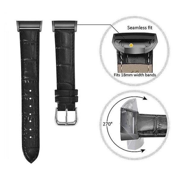 til Fitbit Charge 4 & Charge 3 Udskiftning af armbåndsarmbånd med læderrem[Sort]