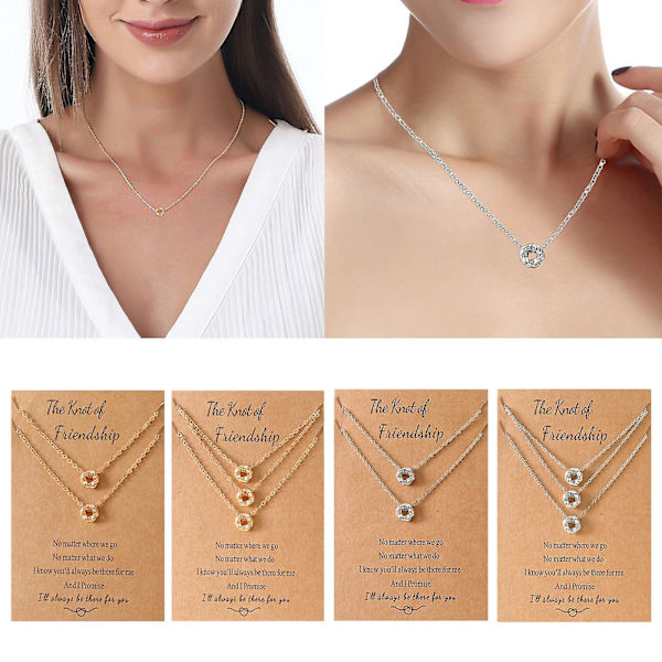 Best Friend Knot Halsband Perfekt födelsedagspresent för långväga vänner Silver 3
