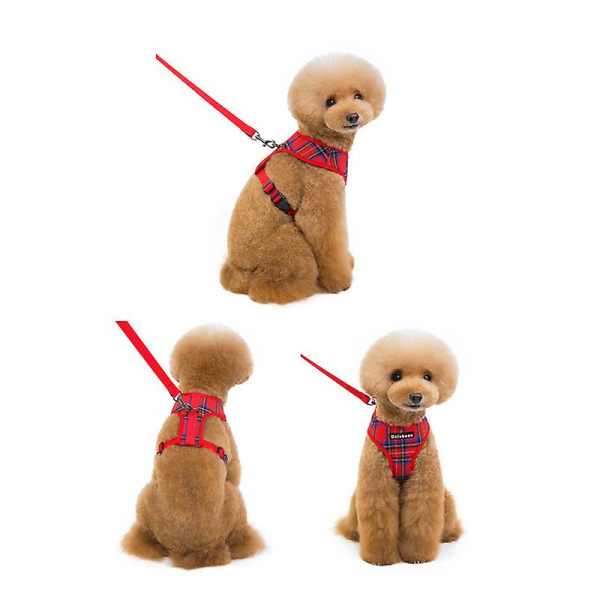 Kjæledyrrekvisita Leiebåndsett Hundesele Hundevest Kjæledyrbåndskinne Bryststroppspenne Design Red XL