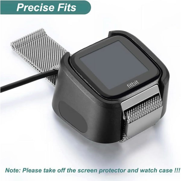 Laddare för Fitbit Versa 1/Versa Lite/Versa Se, Ersättningsladdningsdocka Kabel Kompatibel med Fitbit (2-pack)