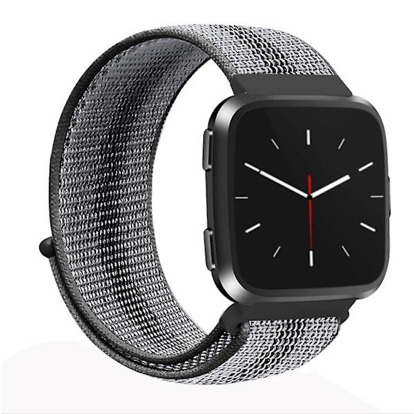 För Fitbit Versa 1 / 2 Universal Nylon Armband Watch Band Black Stripe