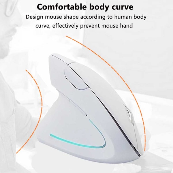 2.4g Trådlös Vertikal Ergonomisk Optisk Mus Ergonomisk Trådlös Mus För Laptop, Pc, Notebook Vertikal Trådlös Datormus white