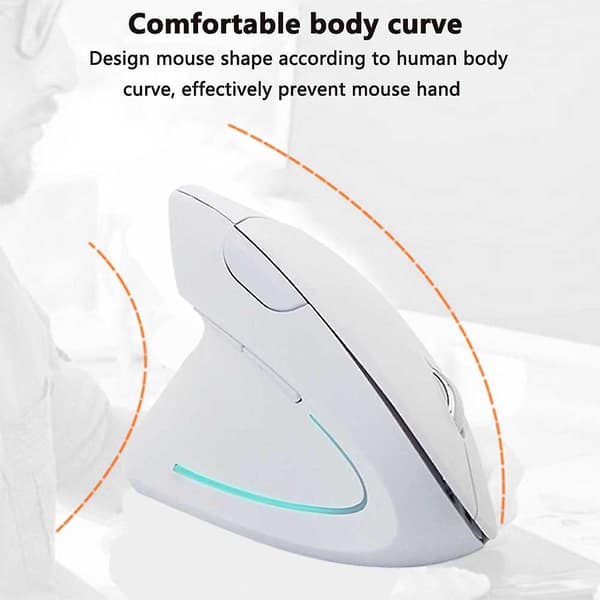 2.4g trådløs vertikal ergonomisk optisk mus ergonomisk trådløs mus til bærbar computer, pc, notesbog vertikal trådløs computermus white