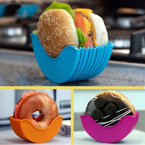 4 stk. Hamburger Buns Fast Boks Burger Holder Sandwich Holder Gjenbrukbar Red 4pcs