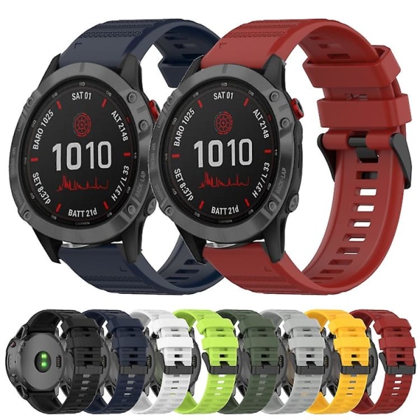 Til Garmin Fenix ​​6 Gps 22 mm horisontal tekstur silikone urrem med værktøj til fjernelse Lime Green