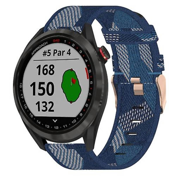 För Garmin Approach S40 20mm Nylon Woven Watch Band Blue