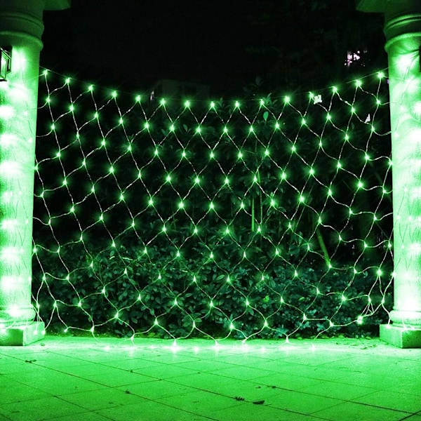 LED Nätljus Mesh Ljus Grön St. Patrick's Day Dekor, Träd Warp Fairy Lights Utomhus Hängande Slinga Ljus för Jul, Halloween, Trädgård,