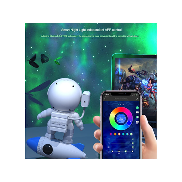 Astronaut Stjerne Galaxy Projektor Lys Stjerne Projektor til Soveværelse Planetarium Projektor 360° Justerbar Hvid