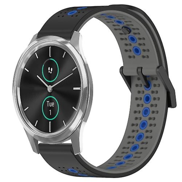 För Garminmove Luxe 20mm Tricolor Andningsbart watch Black-Grey-Blue