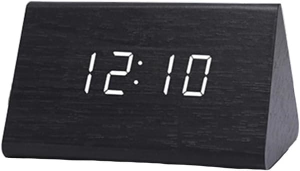 Väckarklocka LED Stor Digital Display Skrivbordsklocka Trä
