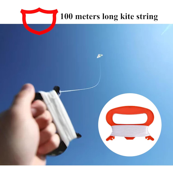 4 stk. Line med oppviklelig snor for drage