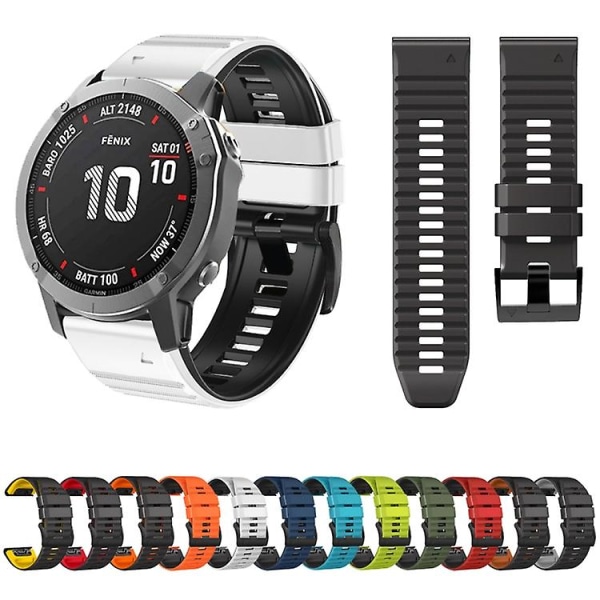 För Garmin Fenix ​​7/7x/6/6x/5/5x 22mm tvåfärgs watch Black Orange