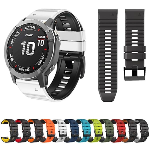 För Garmin Fenix ​​7/7x/6/6x/5/5x 22mm tvåfärgs watch Black Red