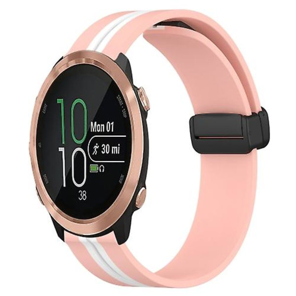 Til Garmin Forerunner 645 Music 20 mm foldemagnetisk lås silikone urbånd Pink-White