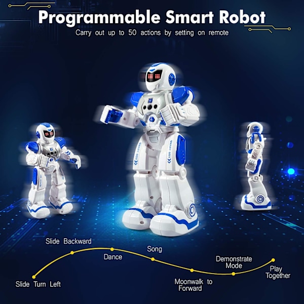 Fjernstyrt robot for barn - Intelligent programmerbar robot med infrarød kontroller - Blå