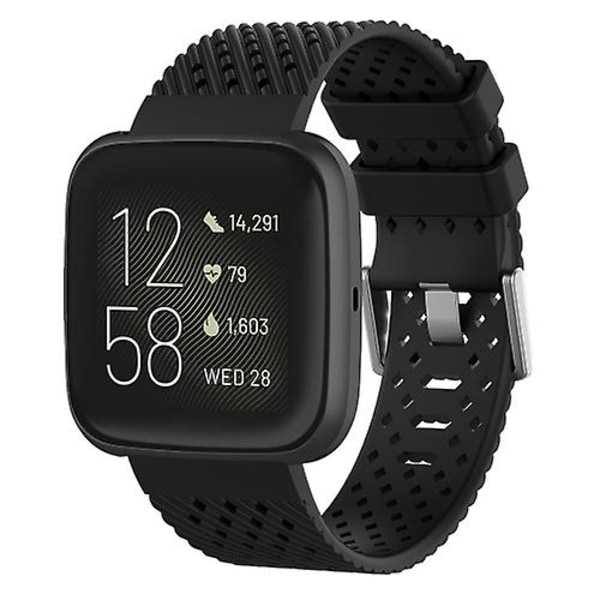 Til Fitbit Versa / Versa 2 / Versa Lite 20 mm åndbart silikone urbånd Black