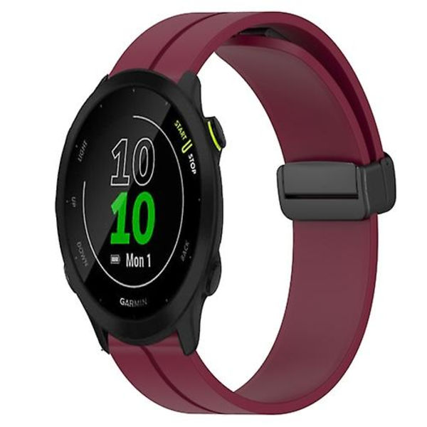 För Garmin Forerunner 55 20mm enfärgad magnetiskt lås i watch Wine Red