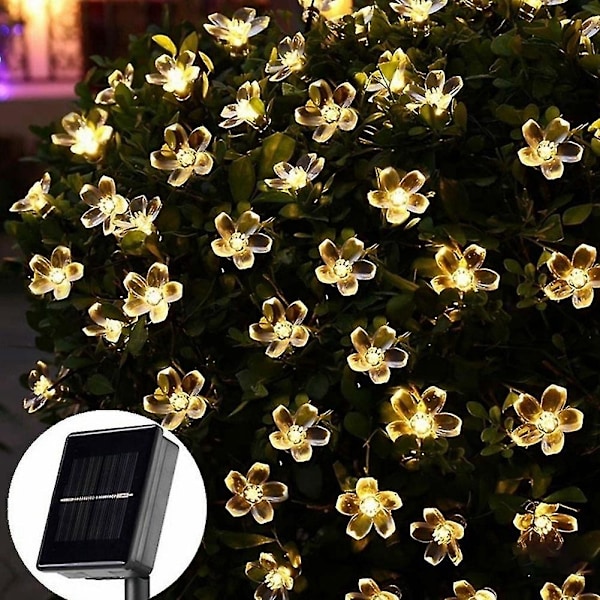 7m Ip65 Vandtæt Sakura Fe Solar 50leds Lyskæde Havefest Dekoration Green
