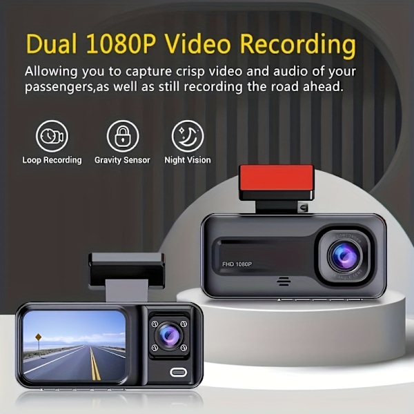 Autokamera HD 1080P kojelautakamera infrapuna-yönäöllä ja silmukkatoiminnolla