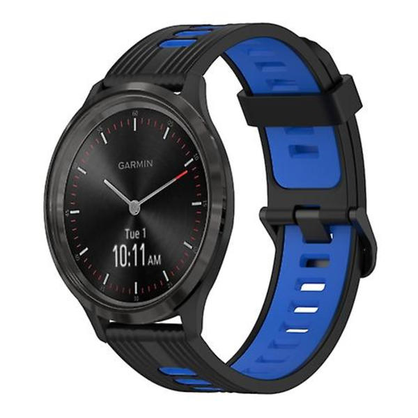 Garmin Vivomove3 20 mm pystykuvioiselle kaksiväriselle watch Black-Blue