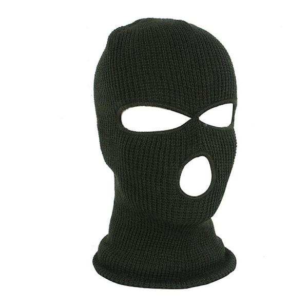 Hele ansigts skimaske vinterhue balaclava hætte hue varm taktisk hat 3 hul Green