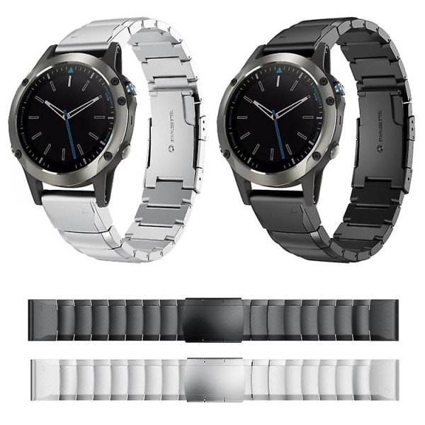 Til Garmin Quatix 5 Sapphire 22mm Tortoise Shell rustfrit stål urbånd Sliver