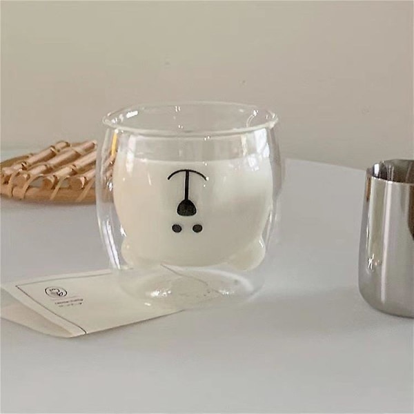 Tegneserie Bjørn Kop Dobbelt Lag Transparent Glas Kopper Kaffe Krus Par Gaver Class