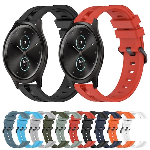 Til Garmin Garminmove Style 20 mm konkav stribet Slicone urbånd White