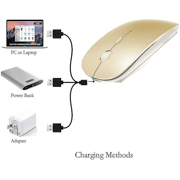 Trådlös Bluetooth -mus för Macbook Pro/macbook Air/ipad/laptop/imac/pc Gold