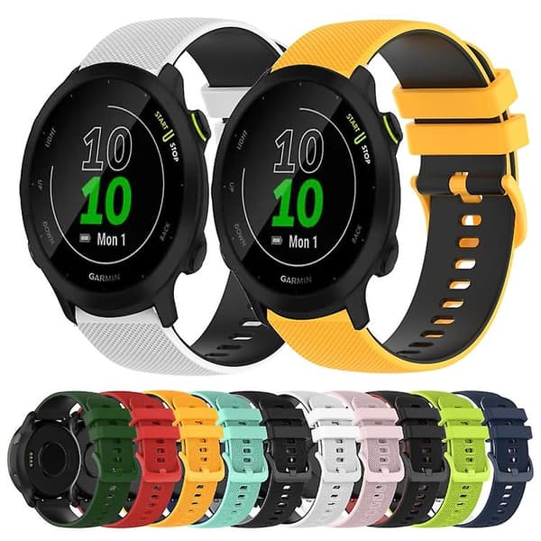 Til Garmin Forerunner 55 20mm ternet tofarvet silikoneurrem Dark Blue-White