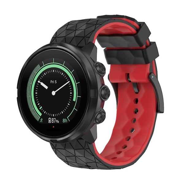 For Suunto 9 tofarget silikonklokkerem Black Red