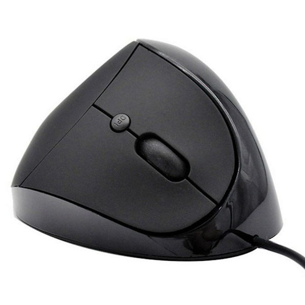 Trådbunden vertikal mus, liten ergonomisk mus med hög precision optisk möss med justerbar känslighet 800/1200 /1600 Dpi, 6 knappar, för små händer black
