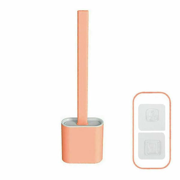 Silikon toalettborste set med borsthållare väggmonterad rengöringsborste Pink