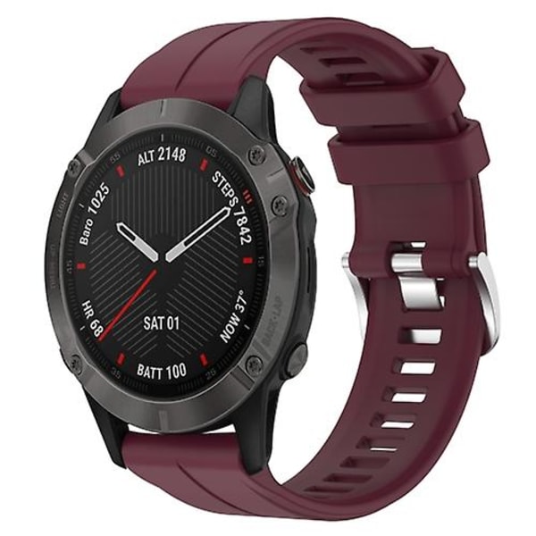 För Garmin Fenix ​​6 Sapphire Gps 22mm enfärgad watch Burgundy