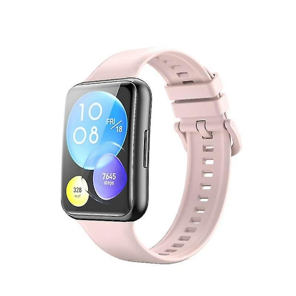 For Huawei Watch Fit 2 Silikonklokke Justerbar Myk Erstatningsrem Pink, Sakura Pink Style K