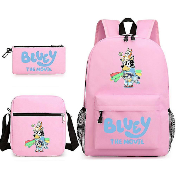 Bluey kolmiosainen koululaukku Pink 1