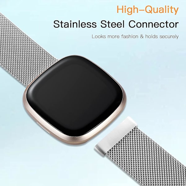 Magnetiska band kompatibla med Fitbit Versa 3 och Sense Smartwatch- Multi Color Silver Large