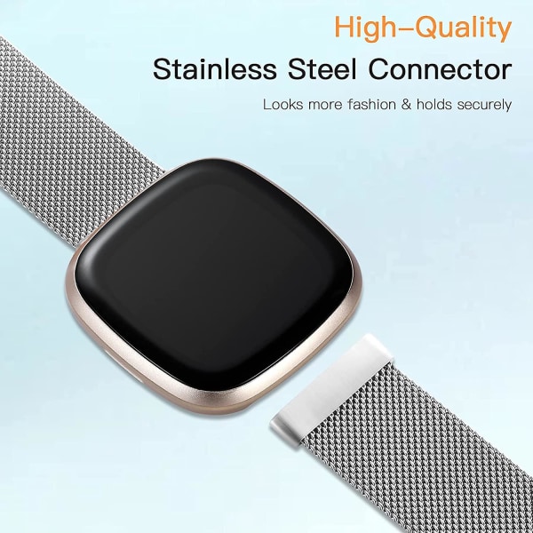 Magnetiske bånd, der er kompatible med Fitbit Versa 3 og Sense Smartwatch - Multi Color Silver Large