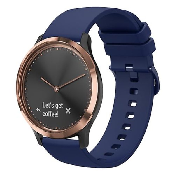 För Garmin Vivomove Hr Sport 20 mm enfärgad mjukt watch Navy Blue