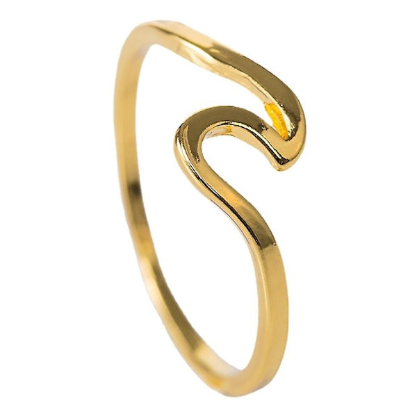 Unik design Wave Ring Ocean Sea Wave Ring 925 Silver Legering Ring Girlss present Gold-color 6