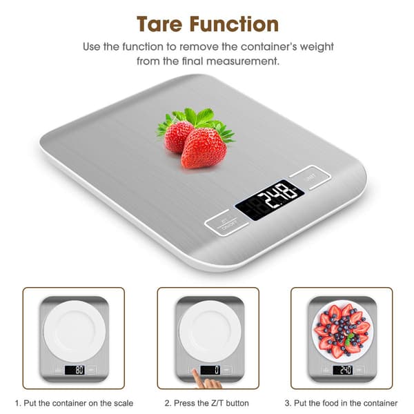 Digital köksvåg för bakning och matlagning 10 kg silver