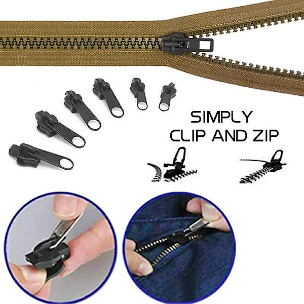 6 st Instant Zipper Clip \u0026amp Zipper Quick Fix, blixtlås Reparationssats Dragkedja