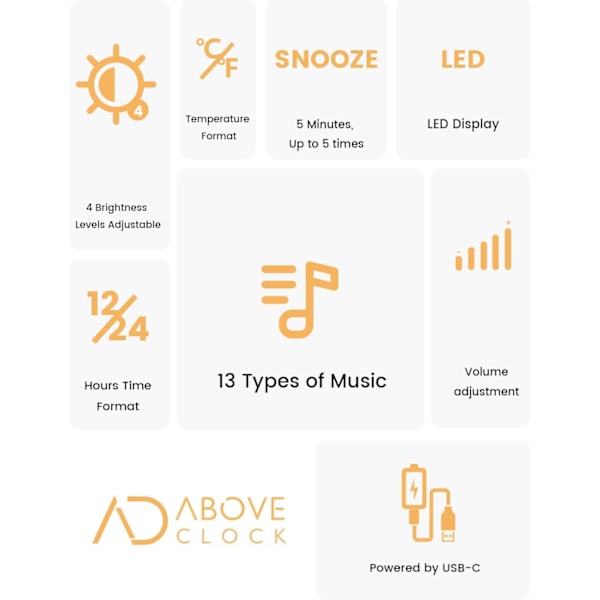 Väckarklocka för Sovrum, Digital Träklocka med Stora Siffror, Dubbla Alarm, Justerbar Hög Volym för Tunga Sovare, Snooze, 500% Dimmer 2#