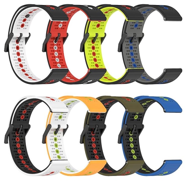 Til Garmin Venu 2 Plus 20mm Tricolor åndbar silikone urrem Black-Lime-Red