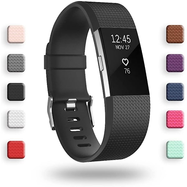 Udskiftningsbånd, der er kompatible med Fitbit Charge 2, Classic & Special Edition justerbare sportsarmbånd Black Large