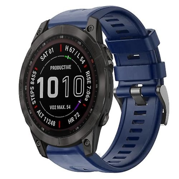 For Garmin Fenix ​​7 Sapphire Solar Metal Spenne Ensfarget Silikon Watch Band Midnight Blue