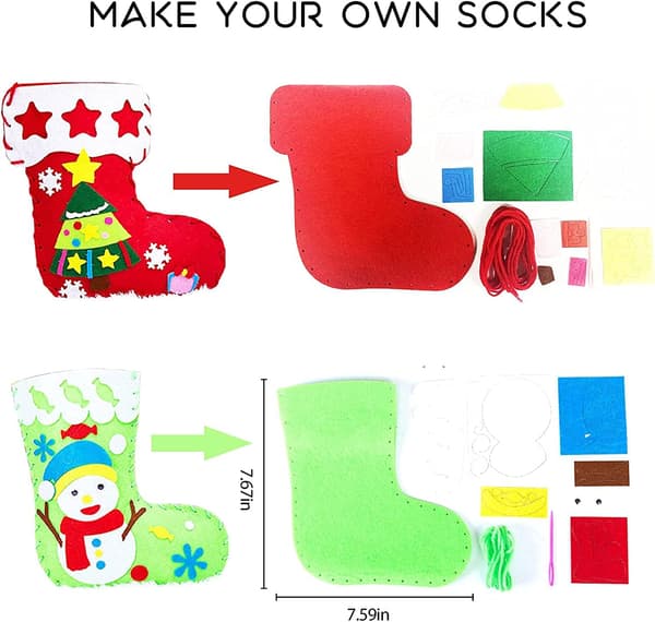 10 stk. Julefilt DIY Strømper & Ornamenter Sett