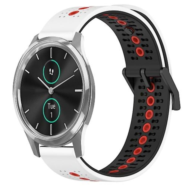 Til Garminmove Luxe 20 mm tricolor åndbart silikone urbånd White-Black-Red