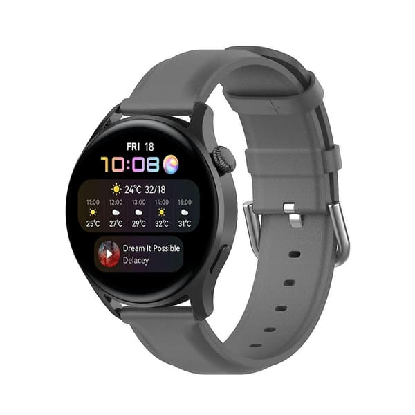 Lærrembånd til Huawei Watch Gt 3 42mm Grey