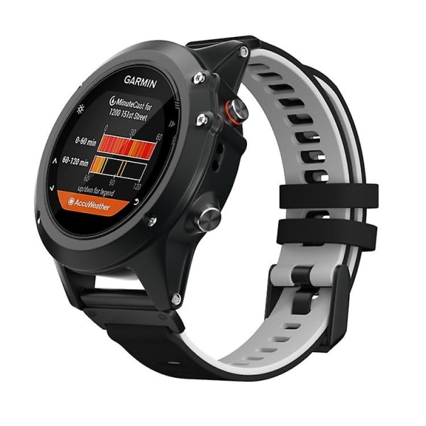 För Garmin Fenix ​​7 Tvåfärgad silikon watch med snabbkoppling Black Grey